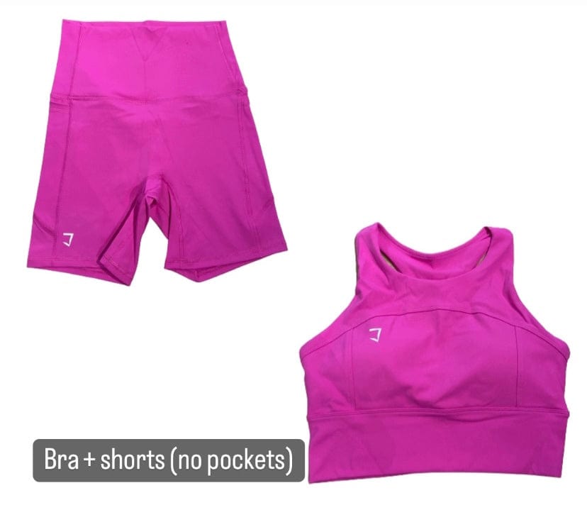 Energy high neck racerback longline bra 6 inch inseam shorts set (no pockets) - 21 colours